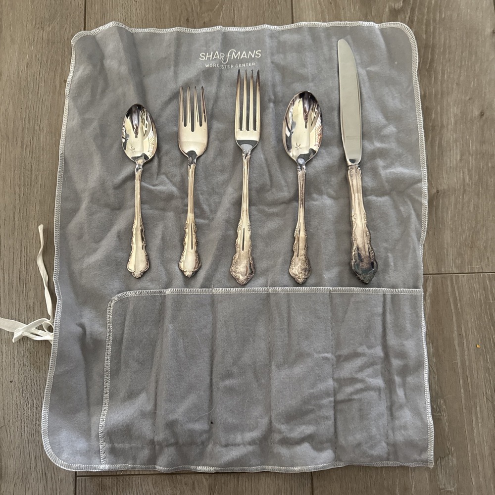 REED & BARTON SILVERPLATE DRESDEN ROSE 5 PIECE PLACE SETTING New Old Stock *read